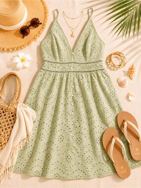 Simplee Cotton Light Mint Green Teen Dress XL